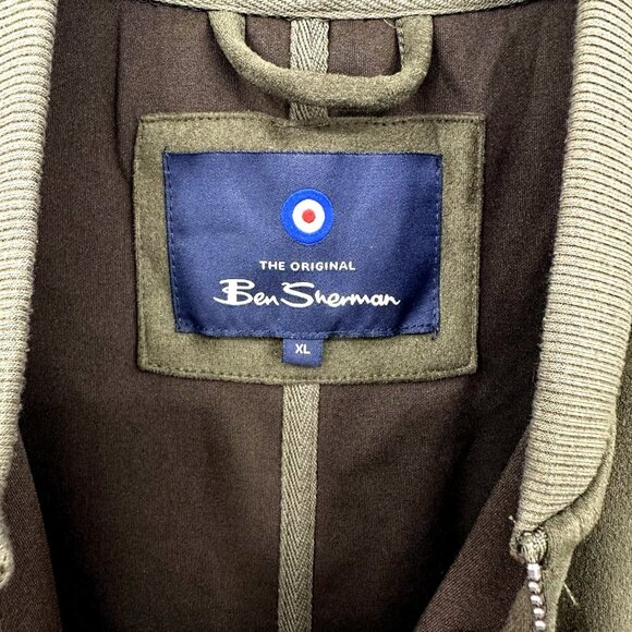 BEN SHERMAN bomber jacket coat faux suede casual zip up olive green XL - Picture 7 of 8